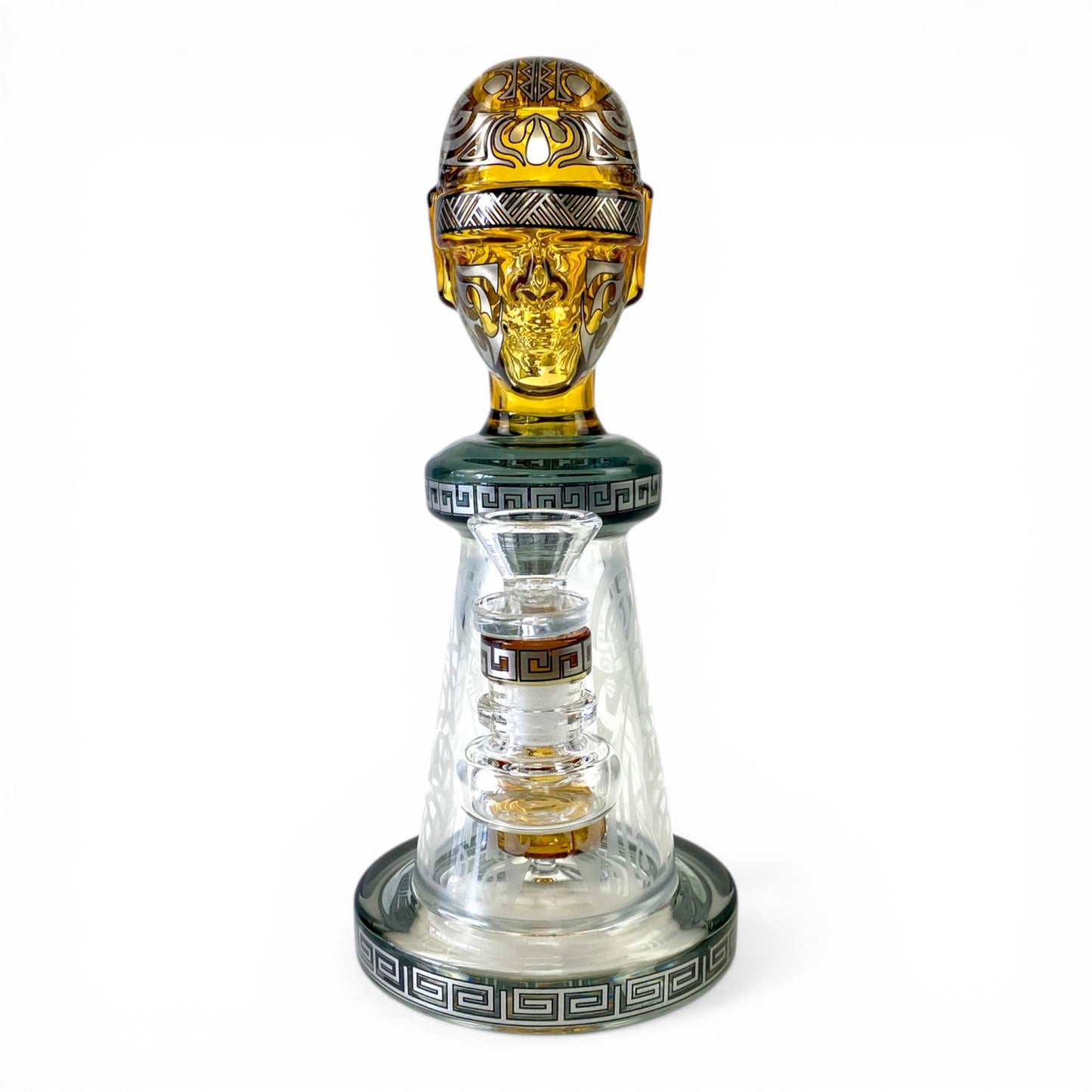 Temple Relic Glass Bong Yellow 22cm - The Bong Baron