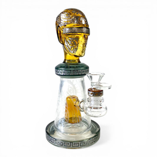 Temple Relic Glass Bong Yellow 22cm - The Bong Baron