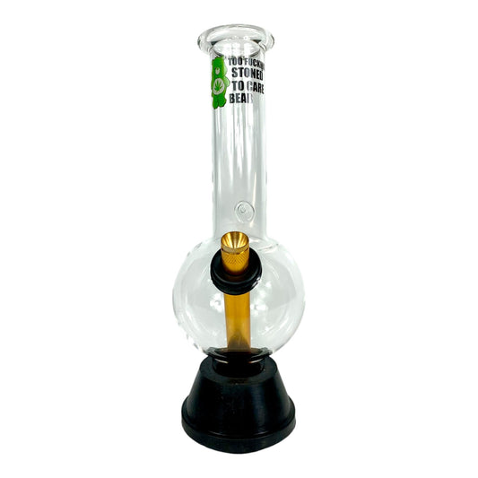 Too Fucken Stoned to Care Bear Bubble Bong 25cm - The Bong Baron