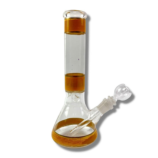 Triple Band Beaker Bong 25cm Amber - The Bong Baron