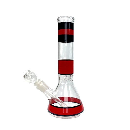 Triple Band Beaker Bong 25cm Red - The Bong Baron