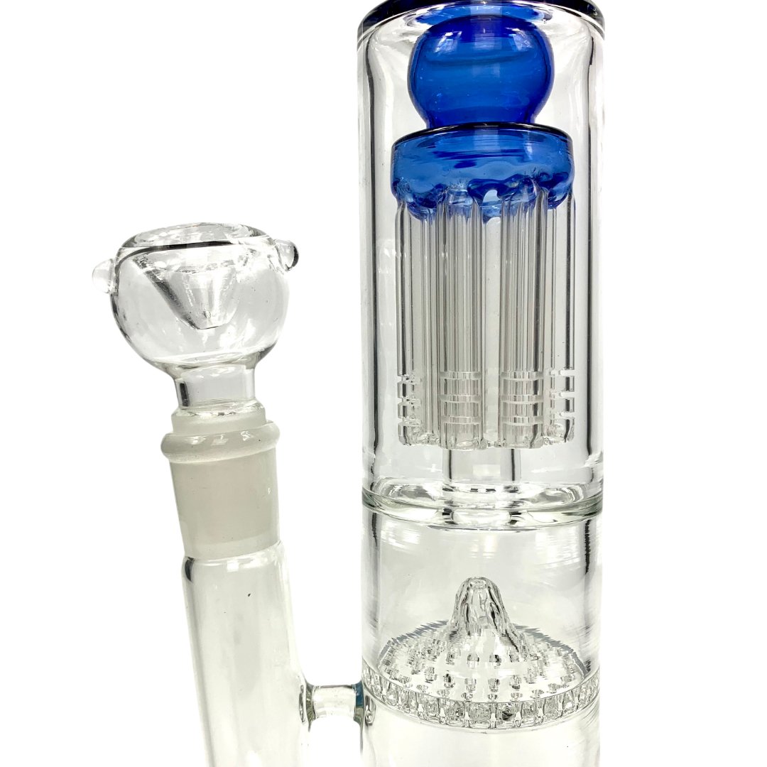 Triple Perc Straight Shooter 45cm Blue Sombrero Bong - The Bong Baron