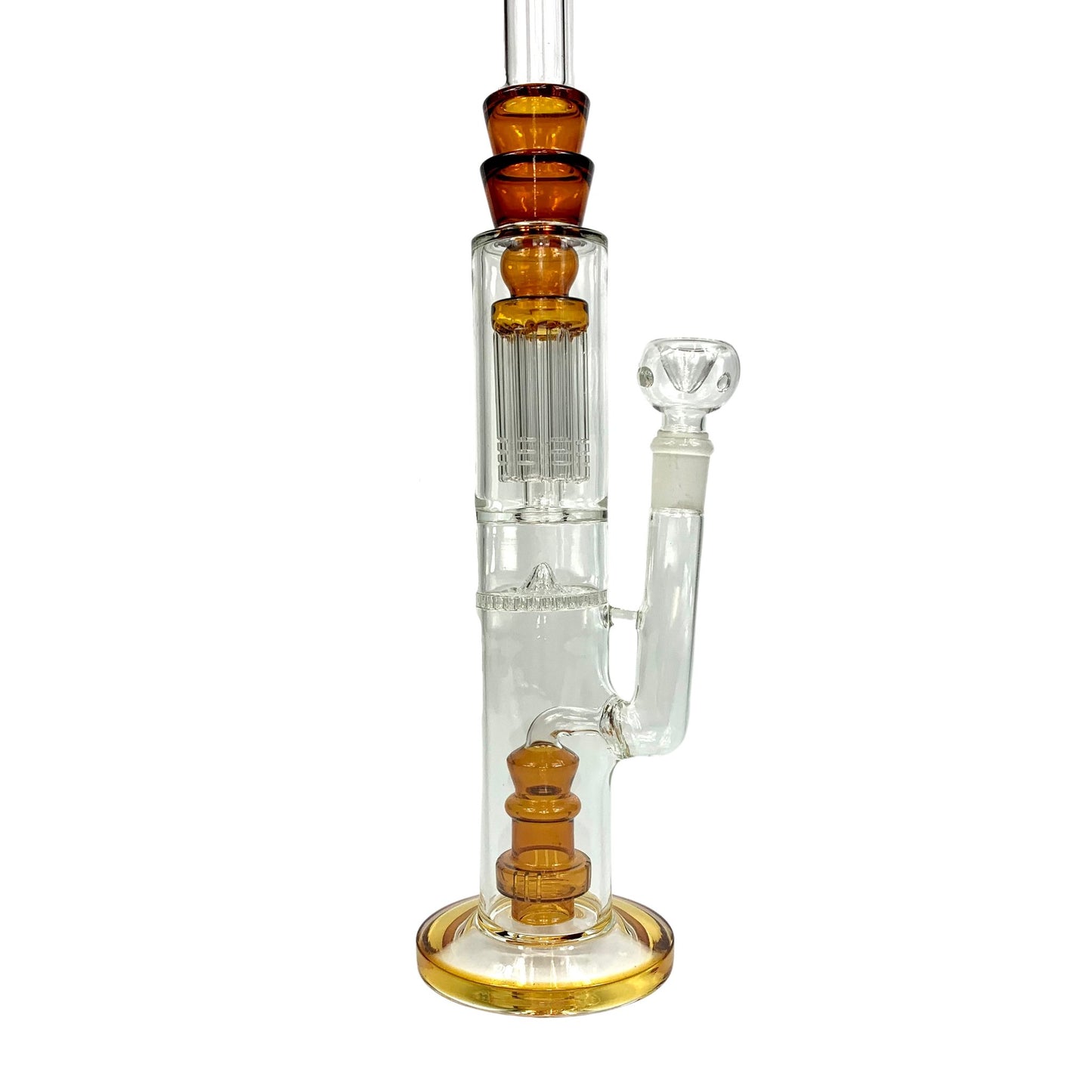 Triple Perc Straight Shooter 45cm Sombrero Bong Amber - The Bong Baron