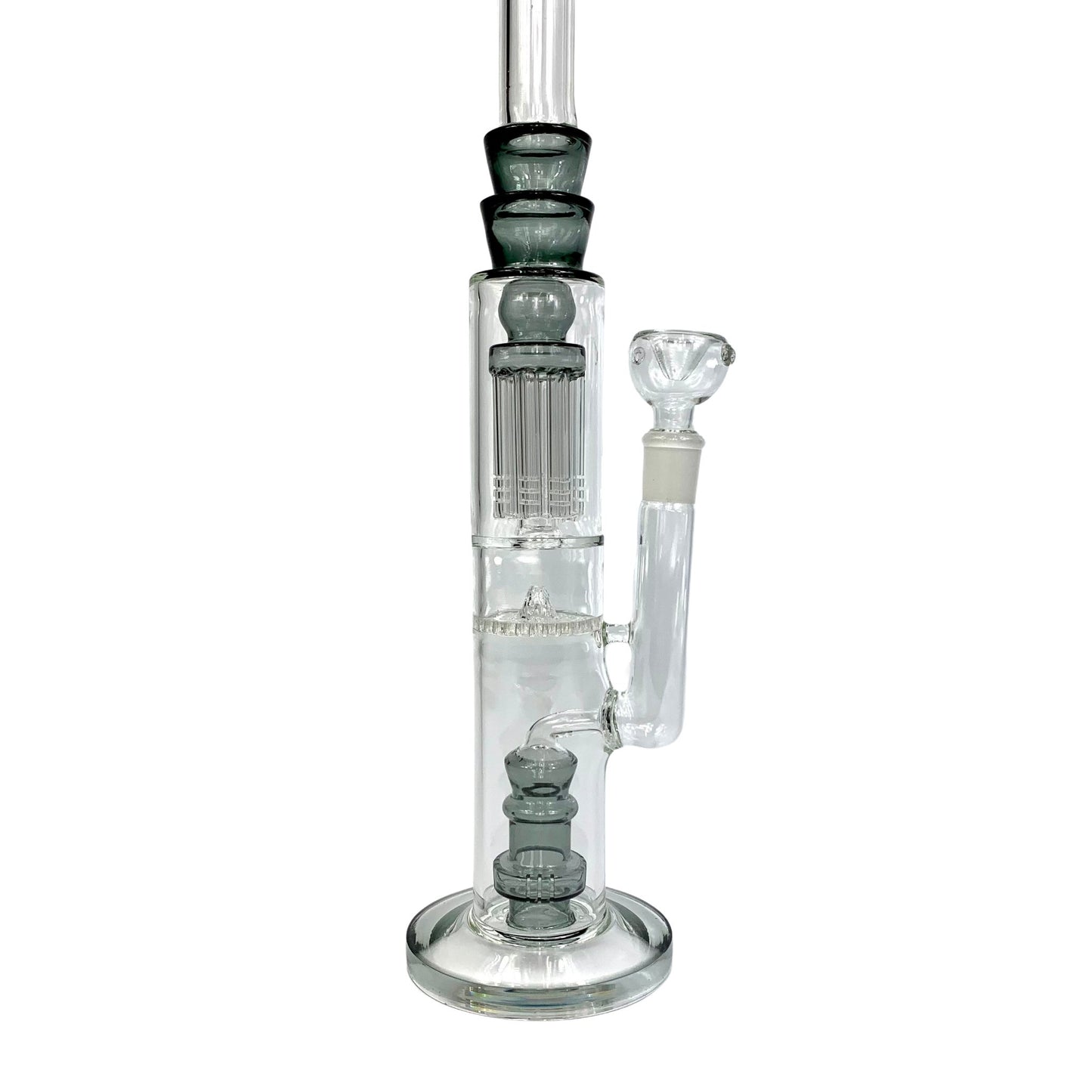 Triple Perc Straight Shooter 45cm Sombrero Bong Ash Green - The Bong Baron