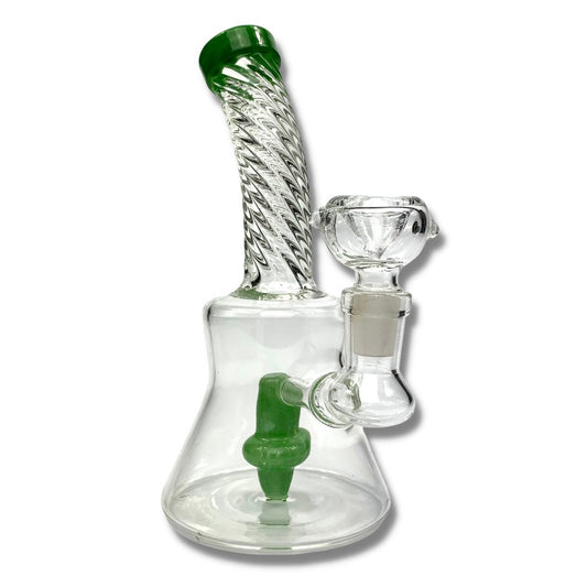 Twisted Neck Layed Back Mini Bong 15cm Green - The Bong Baron