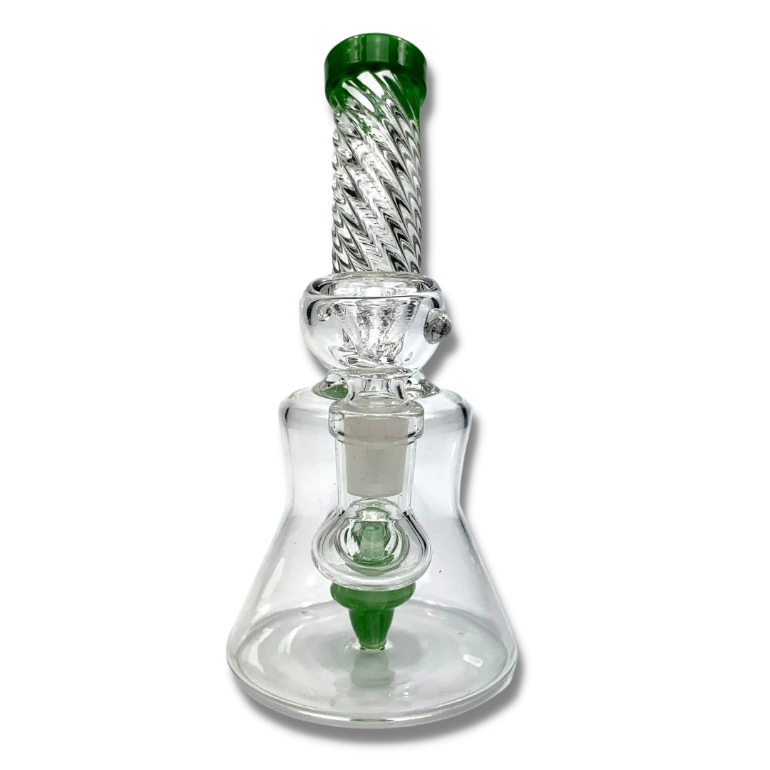 Twisted Neck Layed Back Mini Bong 15cm Green - The Bong Baron