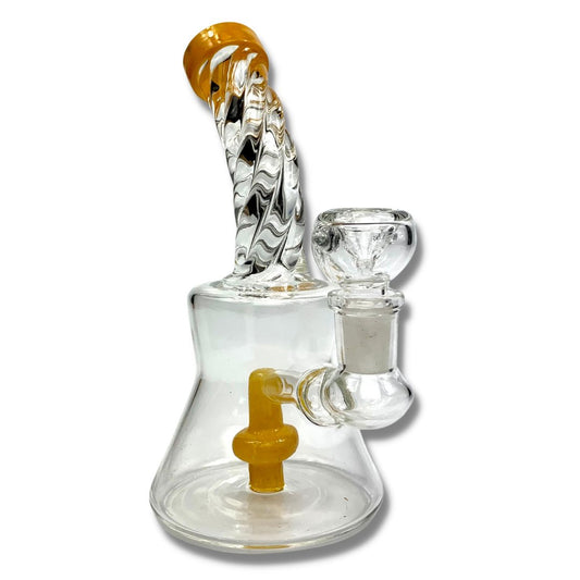 Twisted Neck Layed Back Mini Bong 15cm Orange - The Bong Baron