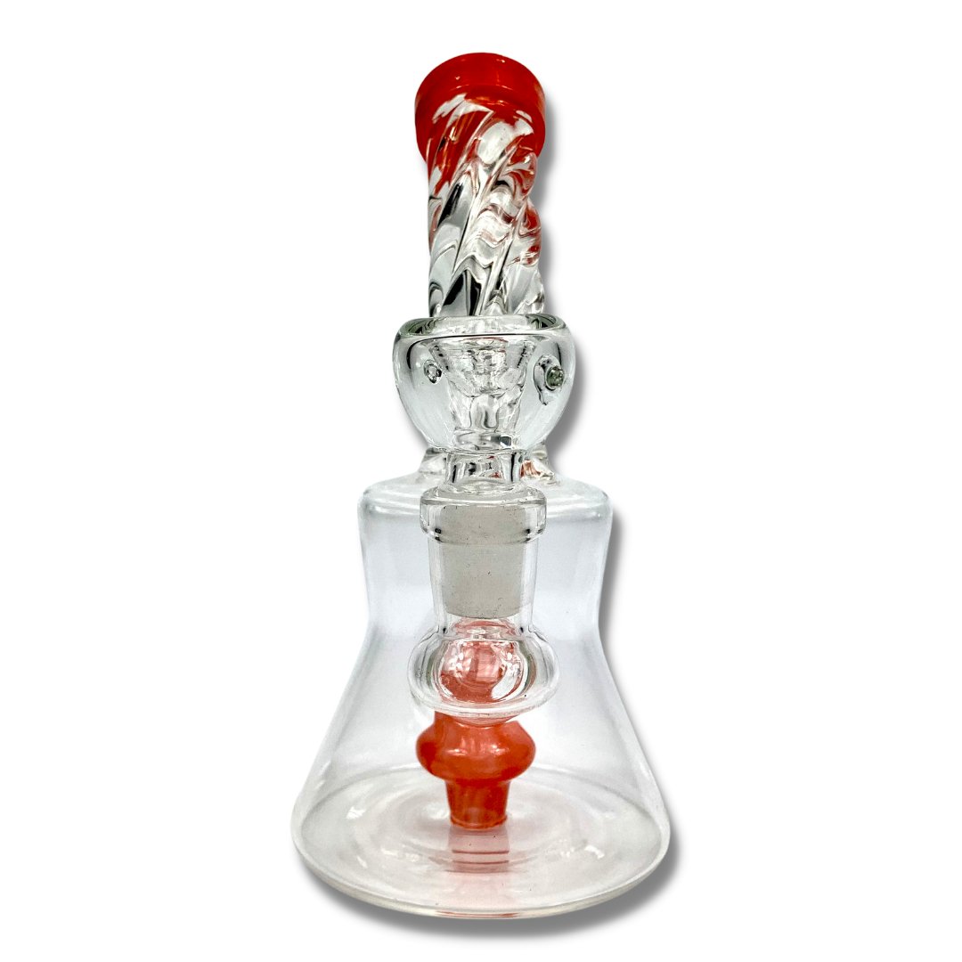 Twisted Neck Layed Back Mini Bong 15cm Red - The Bong Baron