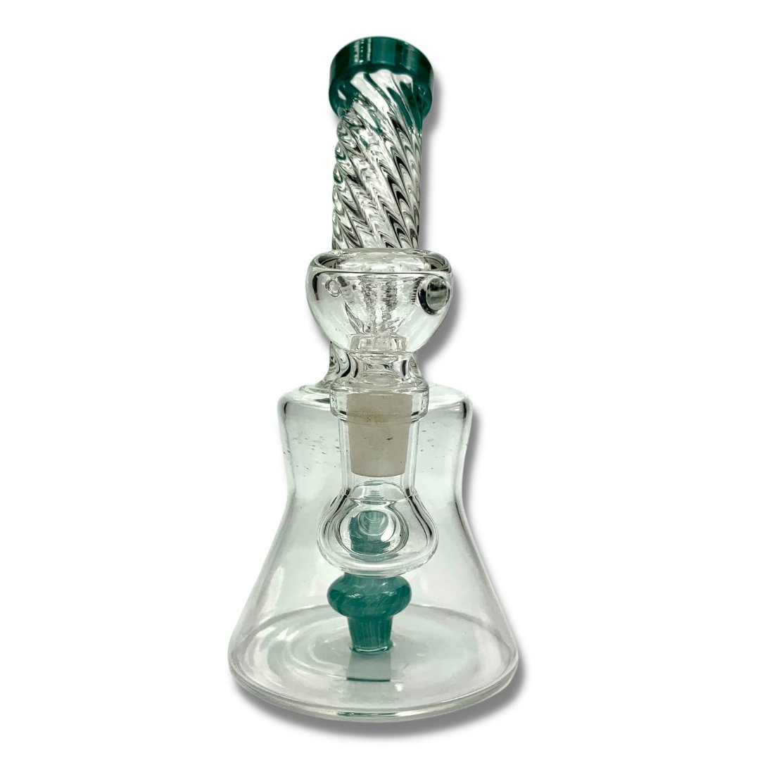 Twisted Neck Layed Back Mini Bong 15cm Teal - The Bong Baron