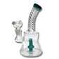 Twisted Neck Layed Back Mini Bong 15cm Teal - The Bong Baron