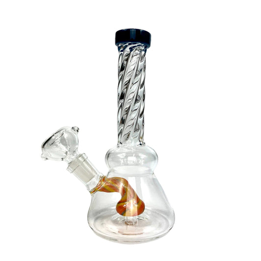 Twisted Neck Mini Bong 15cm Blue/Amber - The Bong Baron