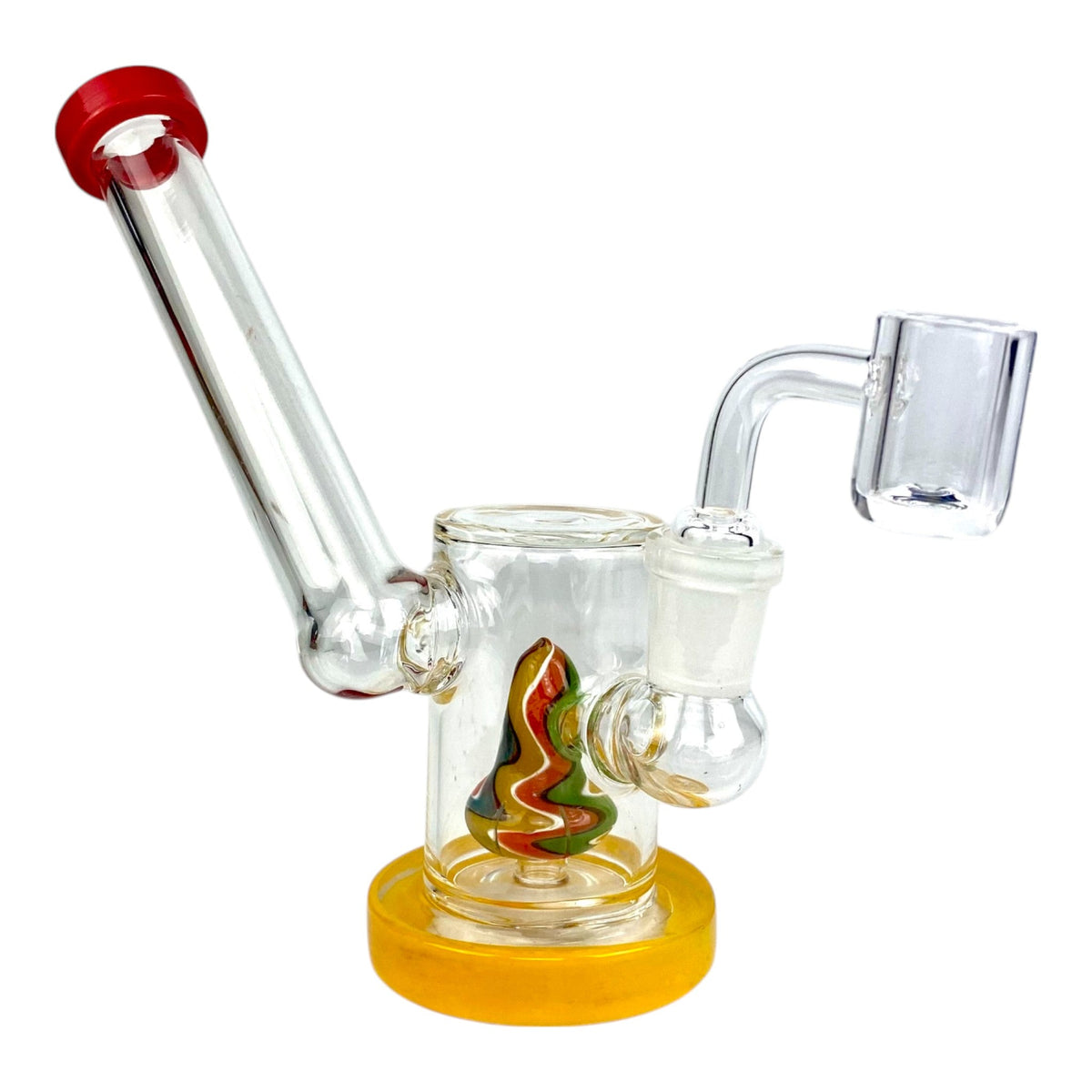 Strb Bong Rig Yellow & Red Twisted Perc Dab Rig – 12cm Bong Combo – The Bong Baron