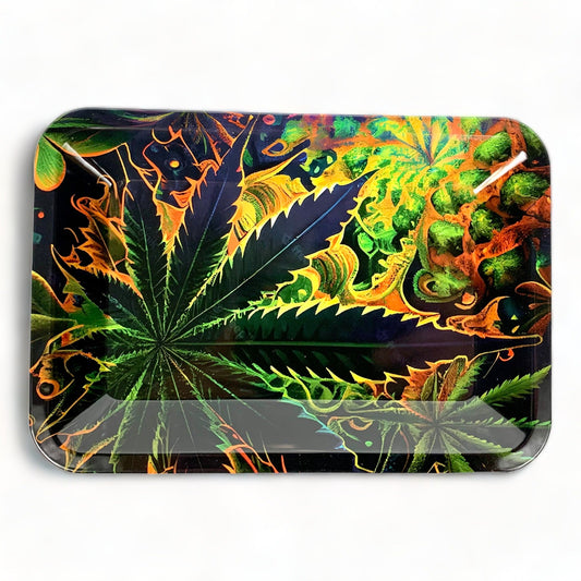 Weed Leaf 3D Rolling Tray with Magnetic Lid 20cm x 10cm - The Bong Baron