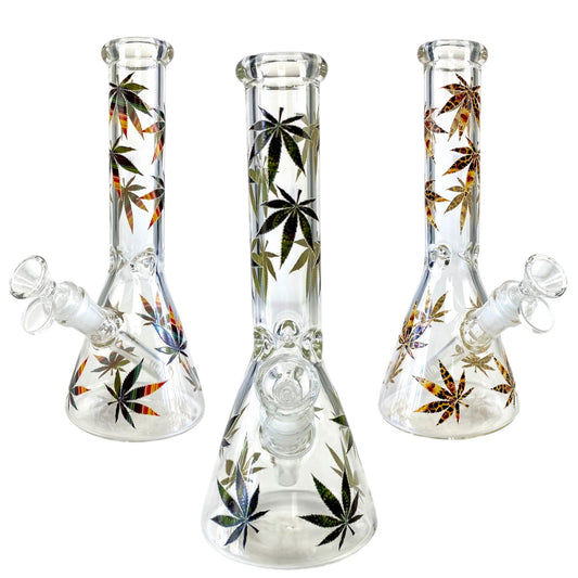 Weed Leaf Beaker Bong 25cm - The Bong Baron