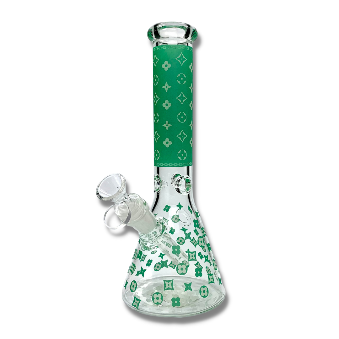 Glow in the Dark Louis Vuitton Beaker Bong Green 25cm - The Bong Baron